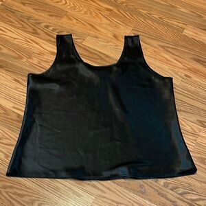 Vintage Satin Tank Top, black, large, lingerie, cami